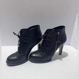 French Connection Beatrix Black Leather Booties size 10